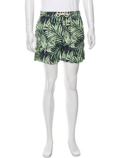 Pre-owned Kiton Floral Print Swim Trunks In Blue