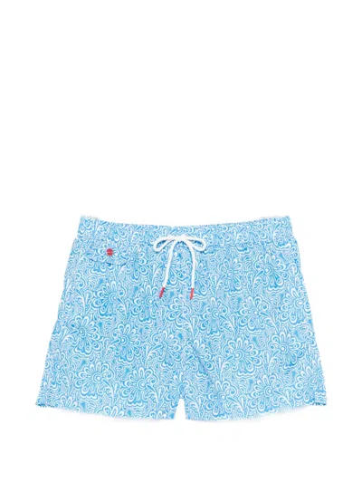 Kiton Floral Swim Shorts In Blue