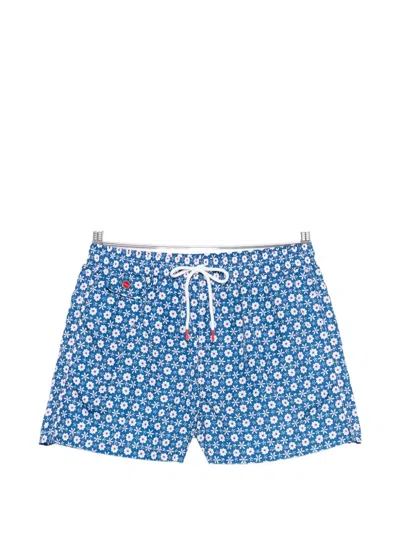 Kiton Floral Swim Shorts In Blue