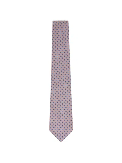 Kiton Floral-embroidered Silk Tie In Neutral