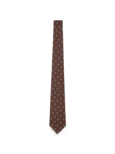 KITON FLORAL-PATTERN SILK TIE