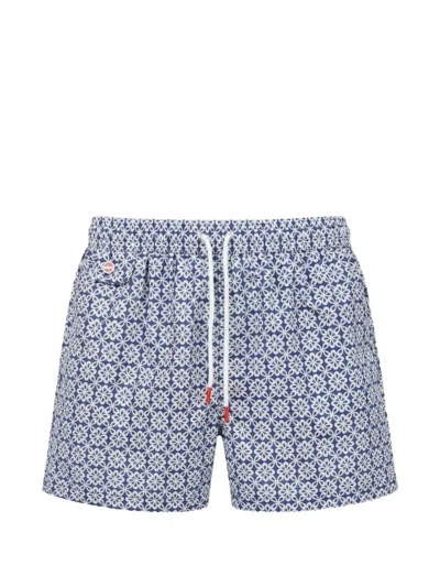 Kiton Floral-print Drawstring Swim Shorts In Animal Print