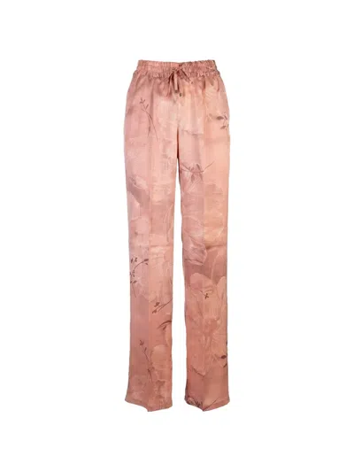 Kiton Floral-print Drawstring Trousers In Pink