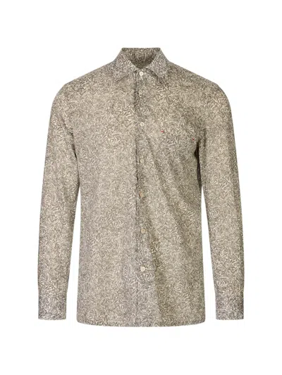 Kiton Floral-print Long-sleeve Shirt In Neutral