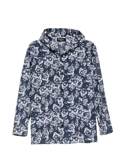 Kiton Floral-print Shirt In Blue