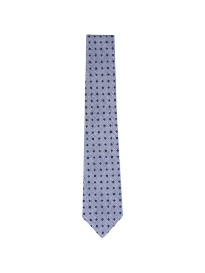 Kiton Floral-print Silk Tie In Blue