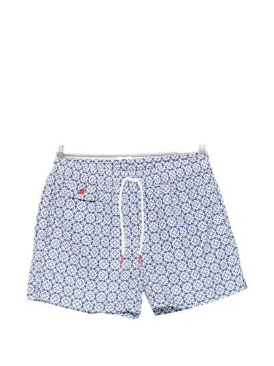 Kiton Floral-print Swim Shorts In Blue