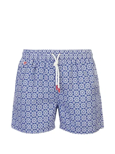Kiton Floral-print Swim Shorts In Blue