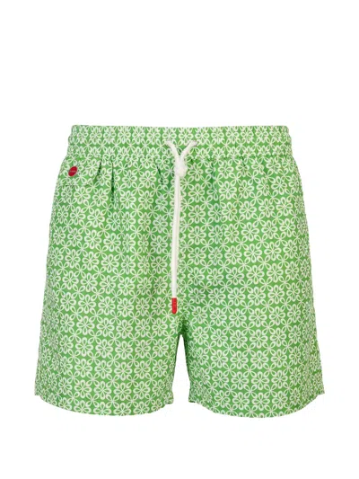 Kiton Floral-print Swim Shorts In Green