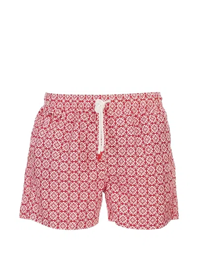Kiton Floral-print Swim Shorts In Red