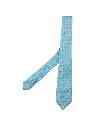 Kiton Floral-print Tie In Blue