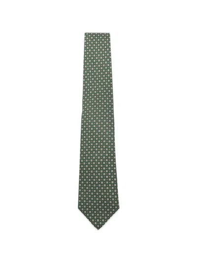 Kiton Floral-print Tie In Green