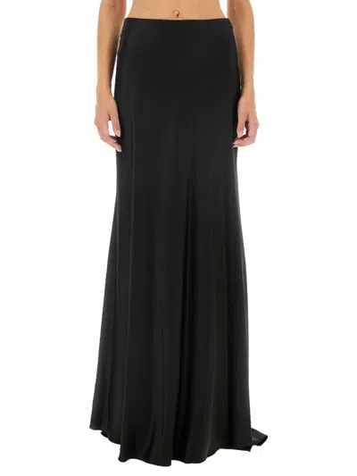 KITON FLOWING BLACK MAXI SKIRT WITH SMOOTH FINISH