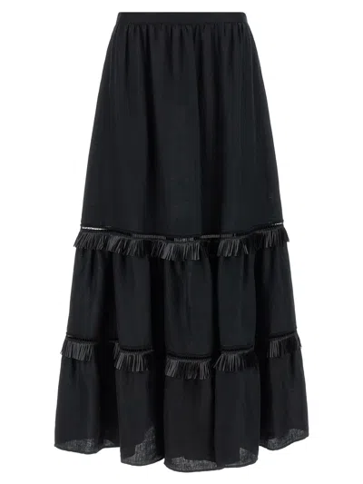 Kiton Fringed Skirt In Black