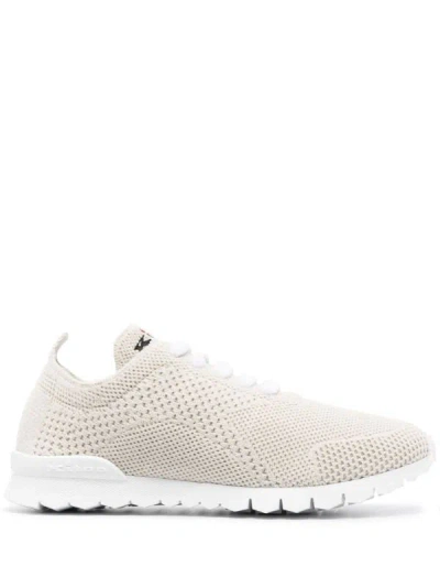 Kiton Fully-perforated Cashmere Sneaker In Cream