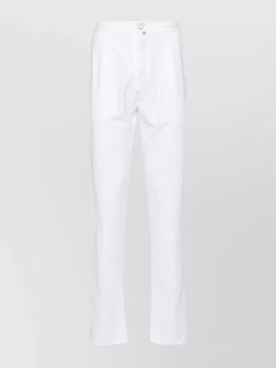 Kiton Gabardine Drawstring Men's Trousers In White