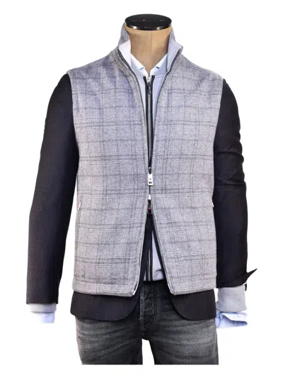 Kiton Gange Reversible Checked Vest In Gray