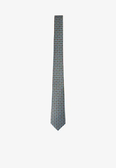 Kiton Geometric Medallion Motif Silk Tie In Multi