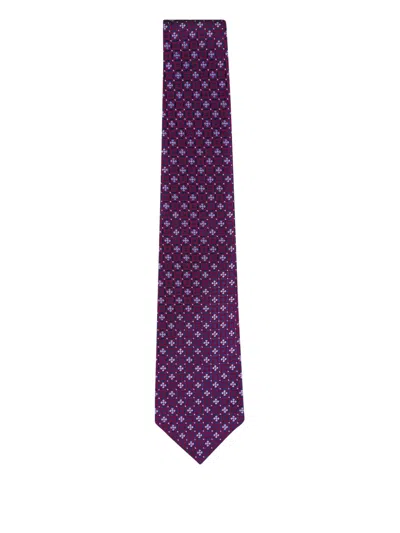 Kiton Geometric-pattern Silk Tie In Red