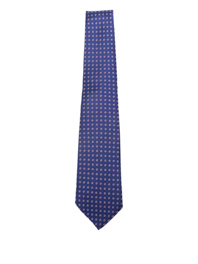 Kiton Geometric-patterned Silk Tie In Brown