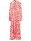 Kiton Geometric-print Maxi Dress In Red