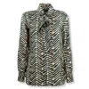 Kiton Geometric Print Silk Shirt With Bow In Multi