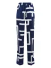 Kiton Geometric-print Silk Trousers In Blue