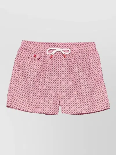 Kiton Geometric Print Swim Shorts Elastic Waistband In Pink