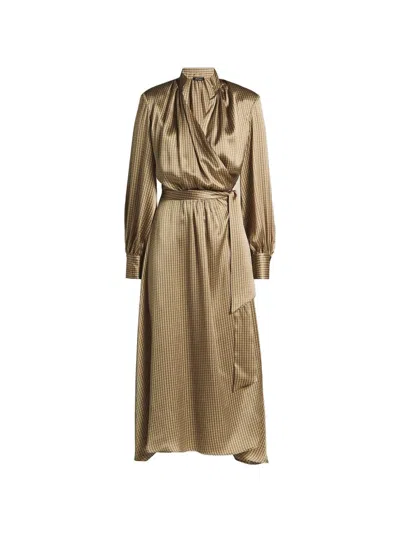 Kiton Geometric-pattern Belted Midi Dress In Brown