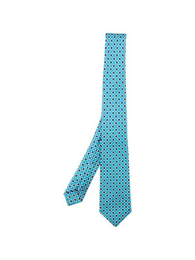 Kiton Geometric-pattern Silk Tie In Blue