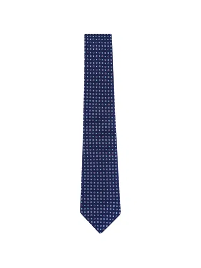Kiton Geometric-pattern Silk Tie In Blue