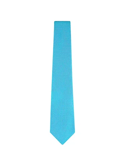 Kiton Geometric-pattern Silk Tie In Blue