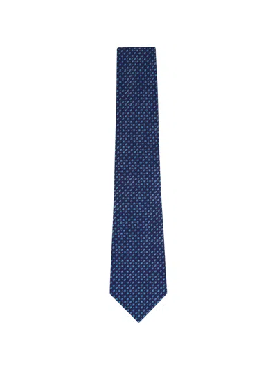 Kiton Geometric-pattern Silk Tie In Blue
