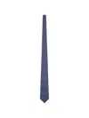 Kiton Fabric Tie With Micro Geometric Pattern In Blue