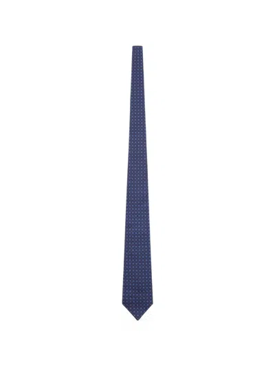 Kiton Geometric-pattern Silk Tie In Blue