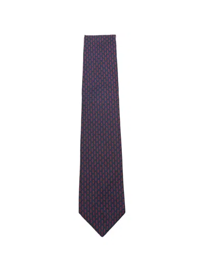 Kiton Geometric-pattern Silk Tie In Blue