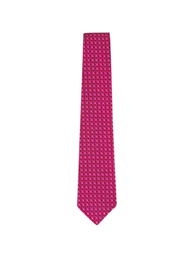 Kiton Geometric-pattern Silk Tie In Pink