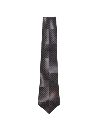 Kiton Geometric-pattern Tie In Black