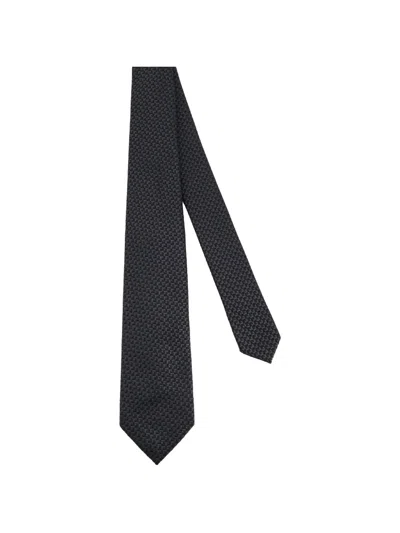 Kiton Geometric-pattern Tie In Black