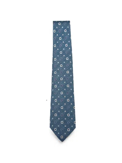 Kiton Geometric-pattern Tie In Blue