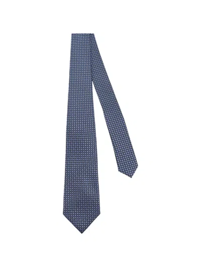 Kiton Geometric-pattern Tie In Blue