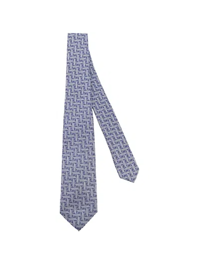 Kiton Geometric-pattern Tie In Blue