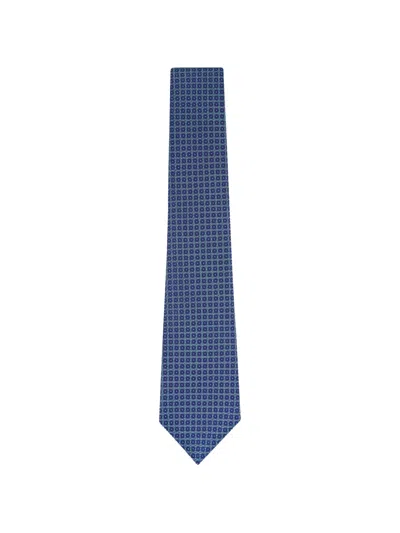 Kiton Geometric-pattern Tie In Blue