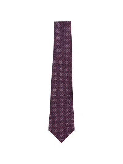 Kiton Geometric-pattern Tie In Metallic