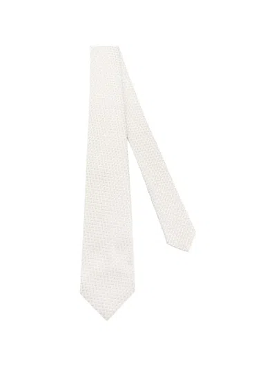 Kiton Geometric-pattern Tie In White