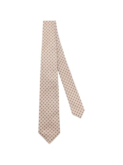 Kiton Geometric-pattern Tie In Orange