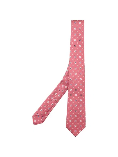 Kiton Geometric-pattern Tie In Pink