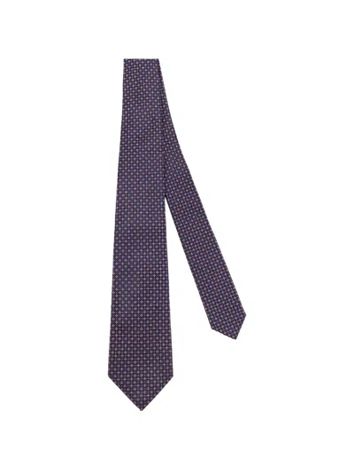 Kiton Geometric-pattern Tie In Purple