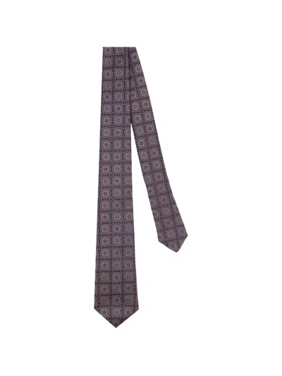 Kiton Geometric-pattern Tie In Pink