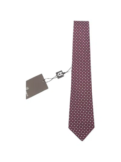 Kiton Geometric-pattern Tie In Burgundy